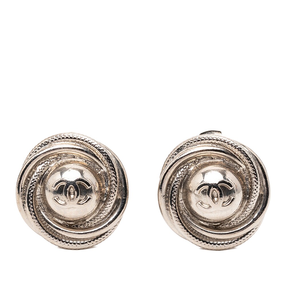 Chanel Cc Silver Plated Round Clip On #272436C45B